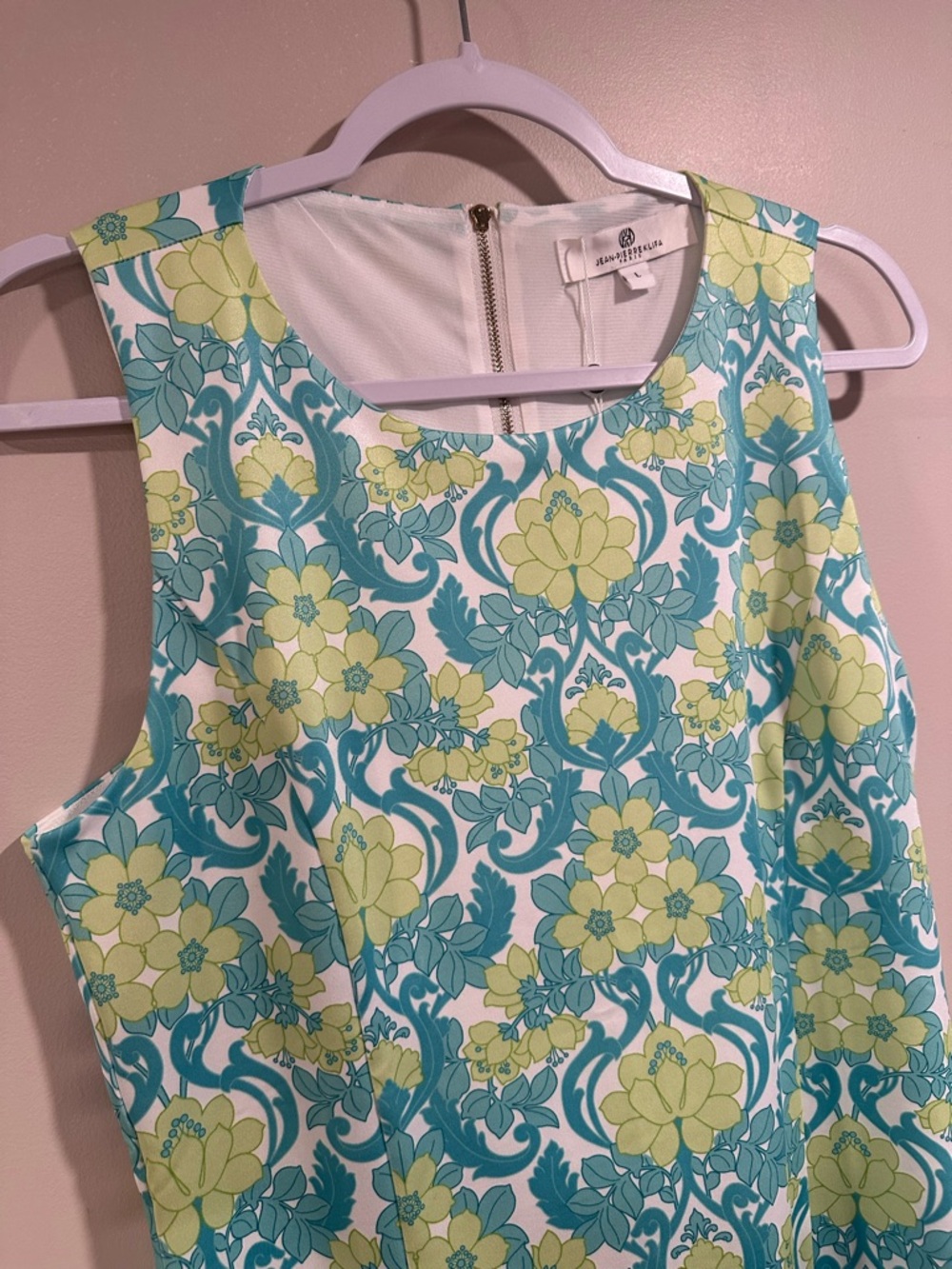 Jean-Pierre Klifa Paris Bridgit Shift Dress Wallpaper Floral Lime Green LargeNWT - Picture 6 of 14